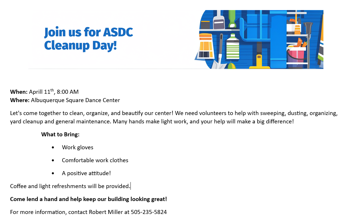 BOTH HALLS: ASDC Cleanup Day!!!